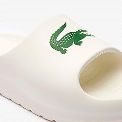 Lacoste Women's Slide Sandal, White/Green, 40.5 EU