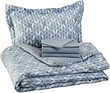 AmazonBasics 5-Piece Bed-In-A-Bag, Twin / Twin Extra-Long Bedding Comforter Sheet Set, Grey Leaf, Microfiber, Ultra-Soft