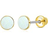 Limerencia Titanium Earrings, White/Blue/Black Opal Stud Earrings, F136 Implant Grade|Suitable for Sensitive Ears of Both Men and Women