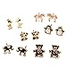 6 Pairs Cute Enamel Unicorn Panda Penguins Deer Elephants Bears Stud Earrings Set for Girls