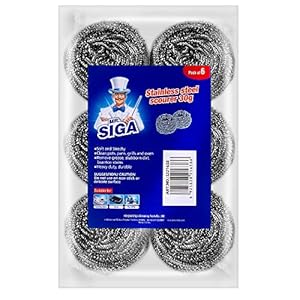 MR.SIGA roestvrijstalen schuurspons, 6 stuks, 30 g