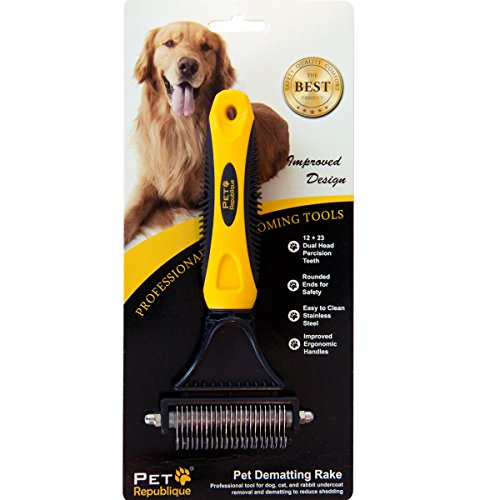 Pet Republique Dog Dematting Tool – Matt Splitters for Dogs, Cats, Rabbits, Long Haired Breed Pets – Effective Pet Dematting, Mat Remover, De-matting Comb, or Dematter - Regular 12+23 Teeth Design