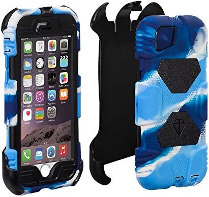 iPhone 6 Plus Case,Sakitam New Silicone Rubber Full Body Shockproof Anti-Rain Drop Resistance Tough Armor Cover with Screen Protector Kickstand for iPhone 6 Plus 5.5Inch- Navy/Black