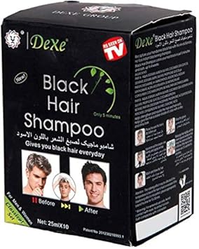 Dexe 5 Minute Instant Black Hair Color Shampoo & Dye with Gloves (Pack of 10, Black)
