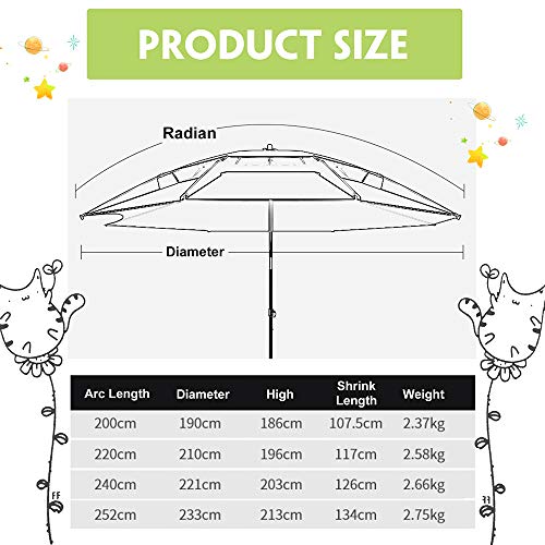 Outech Sonnenschirm, Terrassenschirm Im Freien, Tragbarer Gartenschirm Mit Regenschirm, Mit Verdickten Rippen, UV-Schutz… – Bild 8