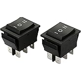 Baomain 2-Pack Rocker Switch,ON/Off/ON DPDT 6-Pin,16A/250VAC 16A/125VAC,Snap-in,Balck, UL VDE List,for Car, Boat and Househol