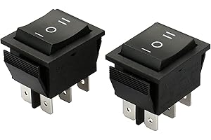 Baomain 2-Pack Rocker Switch,ON/Off/ON DPDT 6-Pin,16A/250VAC 16A/125VAC,Snap-in,Balck, UL VDE List,for Car, Boat and Househol