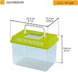 Ferplast Geo Medium Plastic Aquarium Terrarium 2.5 L Green with Handle view 2