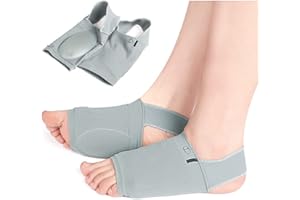 Price Xes Upgrade Metatarsal Compression Arch Support Sleeves with Gel Pad Inside - Arch Support Brace for Flat Foot & Plantar Fasciitis Pain Relief - Women & Men - 1 Pair (Gray)