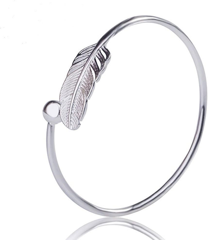Yinew Women Bracelet Bangle Fashion Jewelry Open Cuff Adjustable Bracelet Feather Design