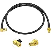 BINGFU Ham Radio Antenna Extension Relocation Cable SMA Male Right Angle to Female RG58 Coaxial Cable 1m 3 feet for BaoFeng Wouxun Icom Yaesu Vertex Standard Horizon Marine VHF Ham Radio