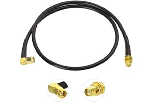 BINGFU Ham Radio Antenna Extension Relocation Cable SMA Male Right Angle to Female RG58 Coaxial Cable 1m 3 feet for BaoFeng Wouxun Icom Yaesu Vertex Standard Horizon Marine VHF Ham Radio