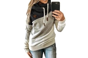 ZWRXW Sweatshirts for Women Trendy Patchwork Cowl Neck Hoodies Loose Fit Pullover Tops Leopard Camo Thermal Fall Blouses