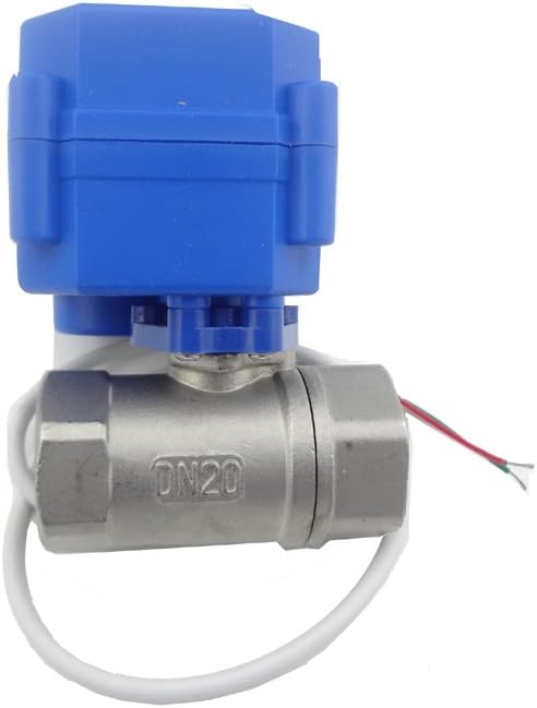 MISOL 1 pcs of Motorized Ball Valve G3/4" DN20 (reduce port) 2 way 12VDC CR04,Stainless steel, electrical