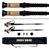 Muddy Bear Ultra Lightweight Collapsible Trekking Poles with Cork Grip - Hiking Sticks - Stronger than Carbon Fiber - Best Hiking Poles - Adjustable Hiking Stick for Men and Women