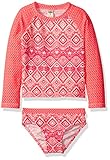 Osh Kosh Little Girls' Toddler Long Sleeve Rash Guard Set, Cherry Pink, 2T
