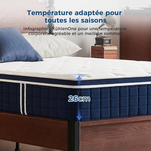 Inofia Ace Hybrid Mattress 120 x 200 cm H3 Firm Mattress with Breathable Memory Foam and Independent Bagged Springs, 7 Ergonomic Zones, Extra Comfort for Adults and Children