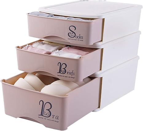 Amazon 下着収納ボックス 引き出し ブラジャー収納ボックス 靴下収納ケース 大容量 仕切り プラスチック 下着 靴下 パンツ収納 耐久性抜群 整理ボックス ピンク 2 衣類用引き出し仕切り オンライン通販