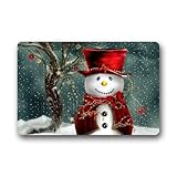 SHININGLY Generic Customize New Fashion Design Decorative Funny Retro Vintage Welcome Snowman Doormat Durable Heat-Resistant Non-Woven Fabric Top Doormat Size 18