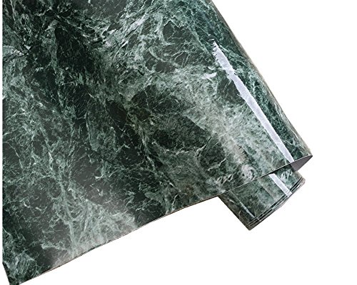 Teemall Green Granite Look Marble Effect Contact Paper Self Adhesive Pre-pasted Wallpaper 24''x60''