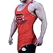 Men Muscle Fitness Gym Stringer Tank Tops Bodybuilding Workout Sleeveless Shirts (Red, US M : (Chest 36