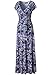 Kranda Womens Vintage Floral Print Short Sleeve Maxi Long Party Dress (X-Large, Purple)
