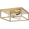 Progress Lighting Perimeter Collection 2-Light Satin Brass Modern Flush Mount Ceiling Light, 4.50x12.00x12.00