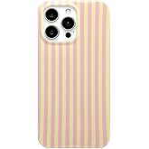 Reezaddin Pink and Yellow Striped Phone Case for iPhone 14 Pro Max,Cute Aesthetic Retro Vertical Line Stripes Pattern Protective Trendy Cover for Girls Women 6.7 inch