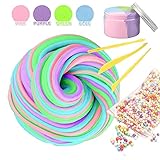 Fluffy Slime, Jumbo Fluffy Floam Slime Stress Relief Toy Scented Sludge Toy, Mix Color 7 Ounce with 3 Slime Tools and foam Balls