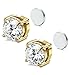 FIBO STEEL 3 Pairs Stainless Steel Round Magnetic Earrings for Men Women CZ Studs Earrings,6MM