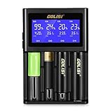 LCD Display Universal Battery Charger, INLIFE Speedy Smart Battery Charger for Rechargeable Batteries Ni-MH Ni-Cd A AA AAA AAAA C SC, Li-ion 18650 26650 26500 20700 22650 18490 17670 17500 (4-Bay)