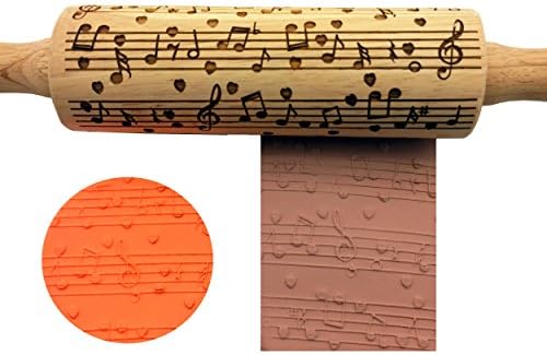 YIYATOO Music Embossing Rolling Pin,Beech wooden embossing rolling pin for embossed cookies