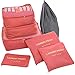 Hopsooken Travel Organizer Luggage Compression Pouches, Watermelon Red (7-Piece Set)