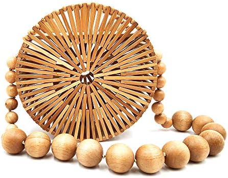 Bamboo Shoulder Bag Round, Handmade Messenger Bag for Women