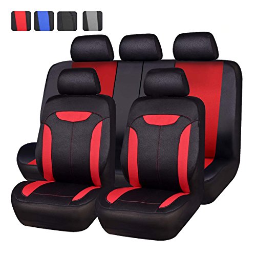 Click Here to See More Images Car Pass Montclair Universal Fit Car Seat Covers with Opening Holes for Headrest and Seat Belts - Red