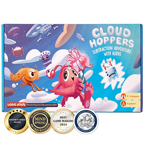 CLOUD HOPPER Addition Subtraction STEM game - Alien chase adventure - Fun learning toy for ages 6 and up - Aligned to Singapore math - With 10 faced math dice