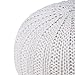 SIMPLIHOME Shelby Round Hand Knit Pouf, Footstool, Upholstered in Cream Cotton, for the Living Room, Bedroom and Kids Room, Transitional, Boho