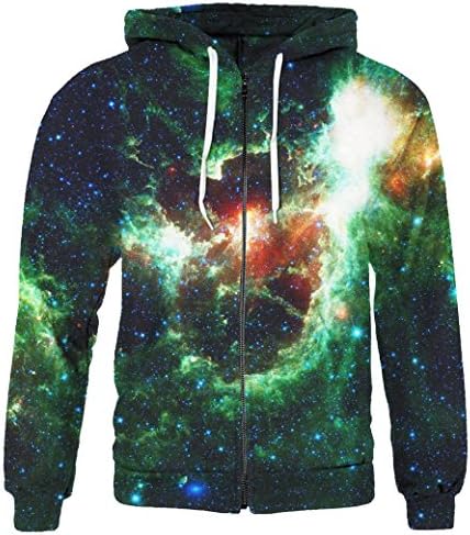 KNTOUDX Galaxy Scenery Print Fleece Full-Zip Hoodie Pullover Sweatshirts NO3 XXXL