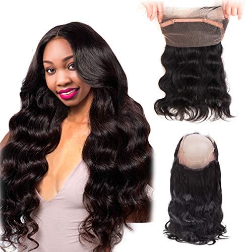 Brazilian Hair 360 Closure Body Wave 360 Frontal 24 Inch 100% Human Hair Body Wave 360 Lace Frontal Closure with Baby Hair Pre Plucked 360 Frontal Body Wave Hair