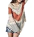 POSESHE Women's Crochet Lace Fringe Boho Bohemian Blouse Top Frayed Blouse Red One Size