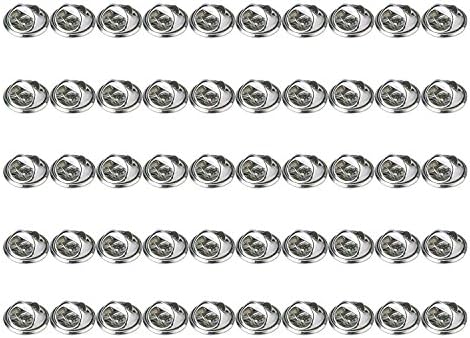 Pingranso 50 Pieces Butterfly Clutch Metal Uniform Badge Pin Backs Keepers Replacement Tie Tack Lapel Pin Backing Holder (Silver)