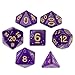 Wiz Dice Midnight Nebula Set of 7 Polyhedral Dice, Translucent Purple, Blue & Silver Glitter Tabletop RPG Dice with Clear Display Box