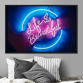 signwin Framed Canvas Wall Art Illuminated Words 3D...