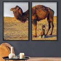 2 Piece Framed Canvas Wall Art Lone Camel Canvas Prints Home Artwork Decoration for Living Room,Bedroom - 16