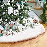 LITTLEGRASS 30/36/48/60in Christmas Tree Skirt White Faux Fur Luxury Soft Snow Tree Skirts Xmas Holiday Decorations Pet Favors (White, 30
