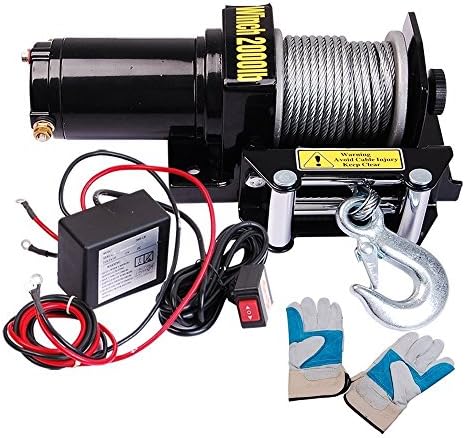 TRIPREL INC. 12 Volt 2000 lbs Industrial Car Truck Corded Remote 0.9 HP Electric ATV Winch