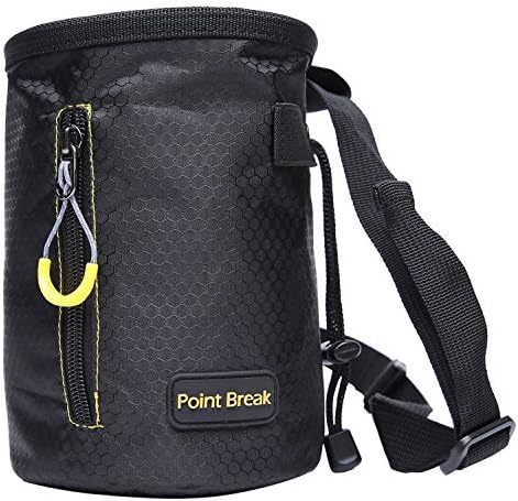 Point Break Chalk Bag with Drawstring Closure, Quick-Clip Belt and Zippered Pocket, 600D