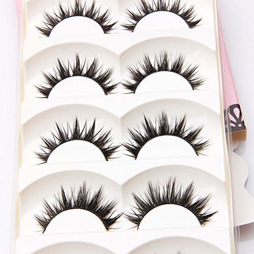 cici store 5 Pairs Handmade Natural Soft Fashion Long Thick Eyelashes Makeup False Eye Lashes - Thumbnail 6