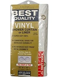 Ex-Cell Home Fashions Best Quality 70" by 78" Vinyl Shower Curtain Liner, White
