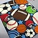 Blue Kids Rug Fun Sport Rugs Nylon Carpet Boys Girls Childrens Rug Balls Print with Soccer Ball, Basketball, Football, Tennis Ball Bedroom Playroom (100x130cm(39''x51''))